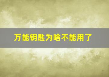 万能钥匙为啥不能用了