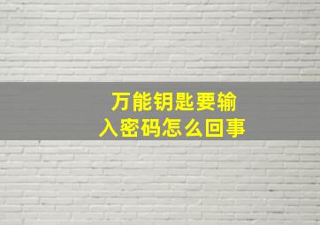 万能钥匙要输入密码怎么回事