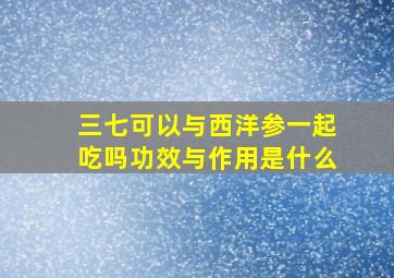 三七可以与西洋参一起吃吗功效与作用是什么