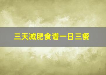 三天减肥食谱一日三餐