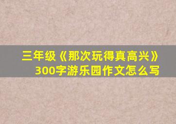 三年级《那次玩得真高兴》300字游乐园作文怎么写