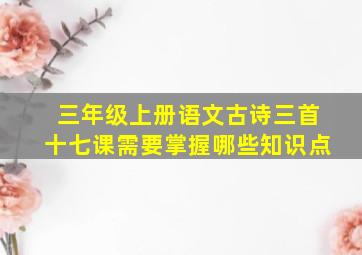 三年级上册语文古诗三首十七课需要掌握哪些知识点