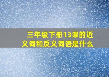 三年级下册13课的近义词和反义词语是什么