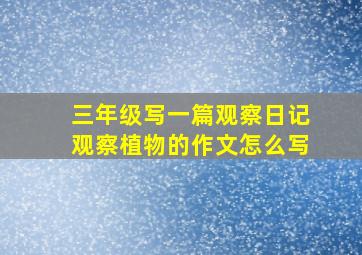 三年级写一篇观察日记观察植物的作文怎么写