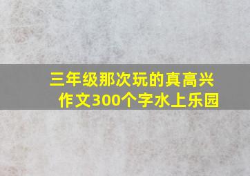 三年级那次玩的真高兴作文300个字水上乐园