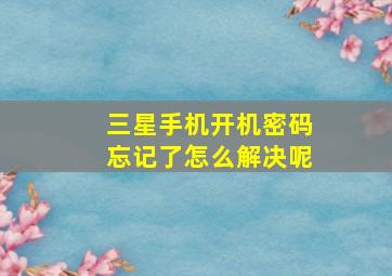 三星手机开机密码忘记了怎么解决呢