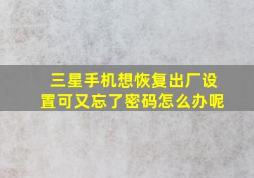 三星手机想恢复出厂设置可又忘了密码怎么办呢