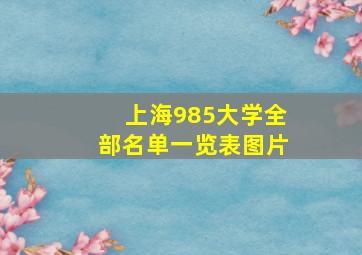 上海985大学全部名单一览表图片