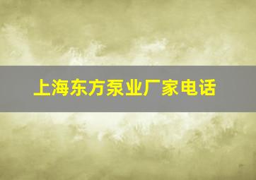 上海东方泵业厂家电话