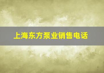 上海东方泵业销售电话