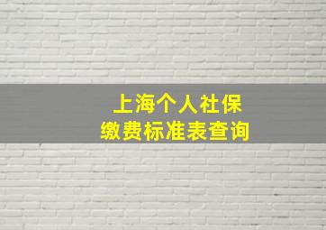 上海个人社保缴费标准表查询