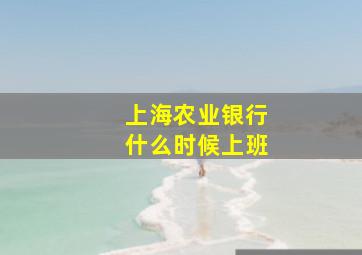 上海农业银行什么时候上班