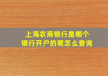 上海农商银行是哪个银行开户的呢怎么查询