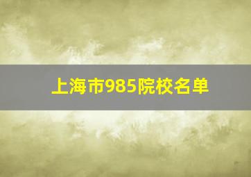 上海市985院校名单