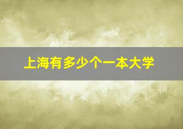 上海有多少个一本大学