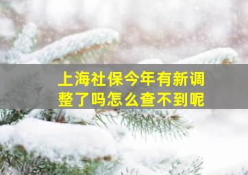 上海社保今年有新调整了吗怎么查不到呢