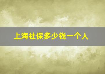 上海社保多少钱一个人