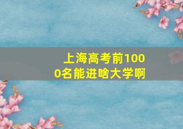 上海高考前1000名能进啥大学啊