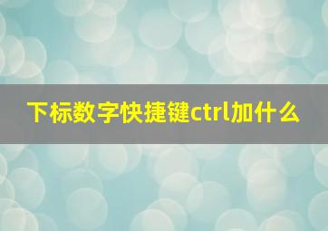 下标数字快捷键ctrl加什么