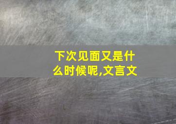 下次见面又是什么时候呢,文言文