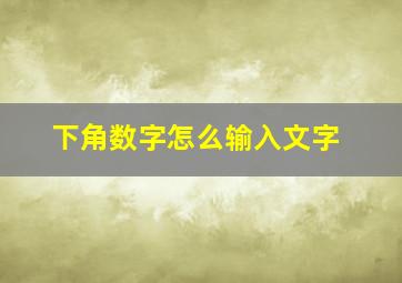 下角数字怎么输入文字