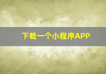 下载一个小程序APP