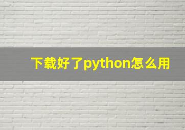 下载好了python怎么用