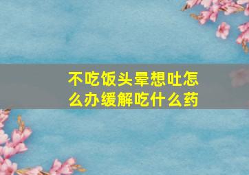 不吃饭头晕想吐怎么办缓解吃什么药