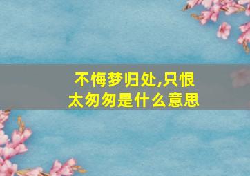 不悔梦归处,只恨太匆匆是什么意思