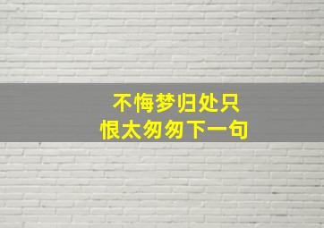 不悔梦归处只恨太匆匆下一句