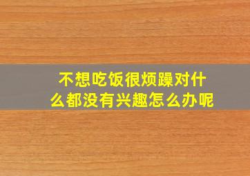 不想吃饭很烦躁对什么都没有兴趣怎么办呢