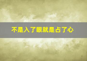 不是入了眼就是占了心