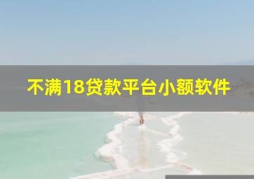 不满18贷款平台小额软件