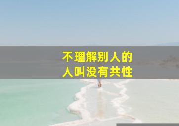 不理解别人的人叫没有共性