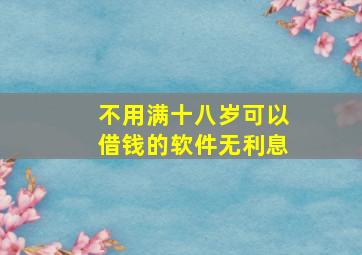 不用满十八岁可以借钱的软件无利息