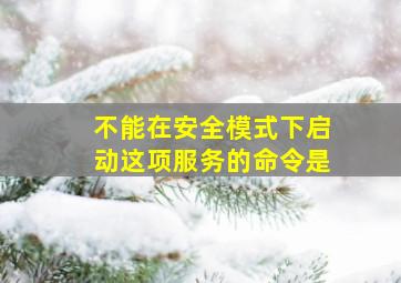 不能在安全模式下启动这项服务的命令是