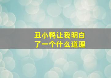 丑小鸭让我明白了一个什么道理