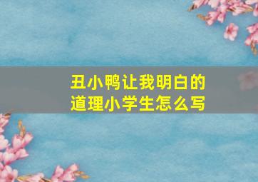 丑小鸭让我明白的道理小学生怎么写