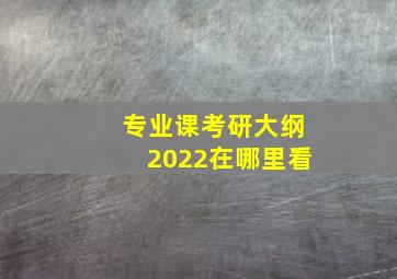 专业课考研大纲2022在哪里看