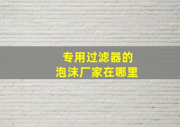 专用过滤器的泡沫厂家在哪里