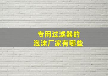 专用过滤器的泡沫厂家有哪些