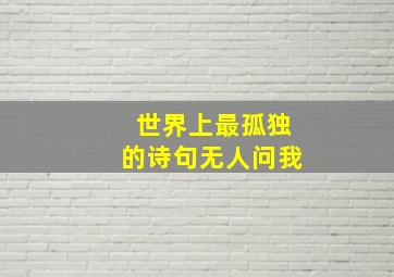 世界上最孤独的诗句无人问我