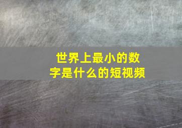 世界上最小的数字是什么的短视频