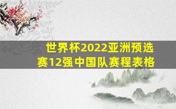 世界杯2022亚洲预选赛12强中国队赛程表格