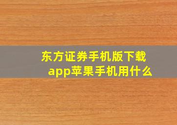 东方证券手机版下载app苹果手机用什么