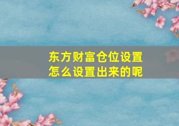 东方财富仓位设置怎么设置出来的呢