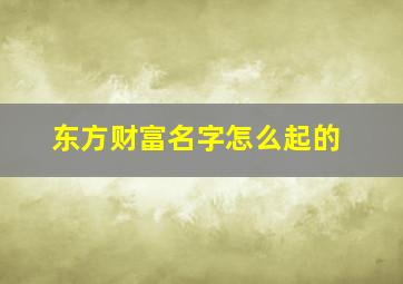 东方财富名字怎么起的