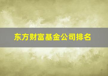 东方财富基金公司排名