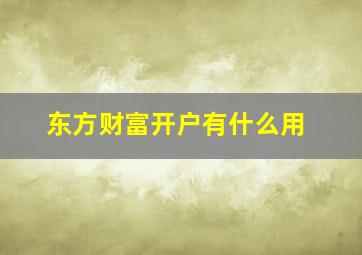 东方财富开户有什么用