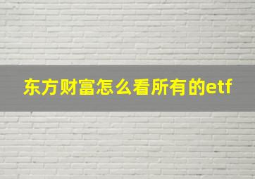 东方财富怎么看所有的etf